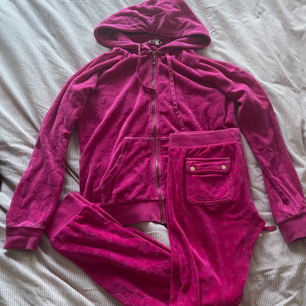 Juicy couture track set hot pink velour